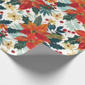 レトロポインセチアフェスティバルクリスマスラッピング紙 ラッピングペーパー (角)