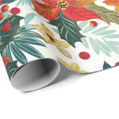 レトロポインセチアフェスティバルクリスマスラッピング紙 ラッピングペーパー (ロールコーナー)