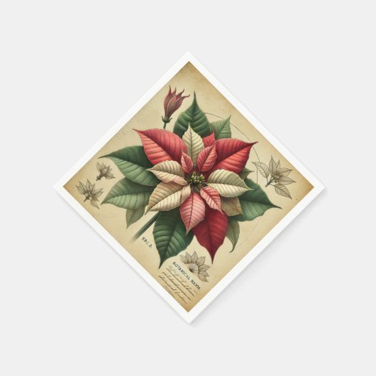 レトロポインセチアフェスティバル植物分身 スタンダードカクテルナプキン (角)