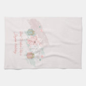 レトロポインセティアス水彩ピンクホワイトギフト キッチンタオル (横)