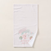 レトロポインセティアス水彩ピンクホワイトギフト バスタオルセット (ハンドタオル)