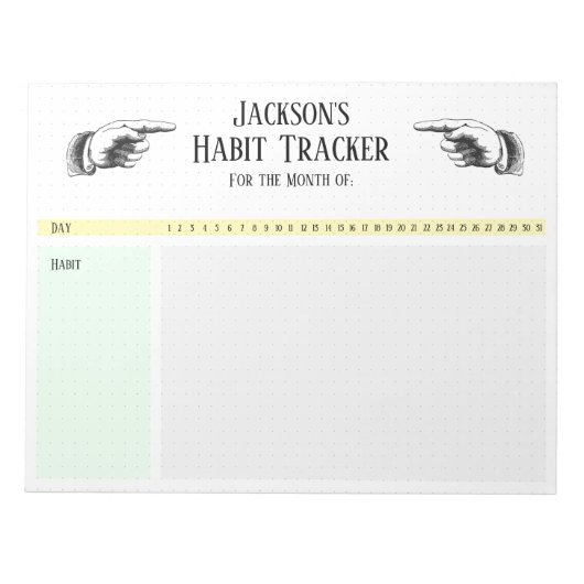 レトロポインティング手の習慣トラッカー ノートパッド (正面)