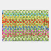 レトロポカラフルッシャチェックパターン ラッピングペーパーシート (正面3)