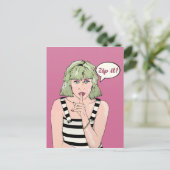 レトロポスターの女性 秘密は内緒ね ポストカード (スタンド正面)