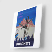レトロポスタードロミティItaly at Sella Ronda スクエア壁時計 (傾斜)