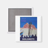 レトロポスタードロミティItaly at Sella Ronda マグネット (正面/裏面)