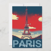 レトロポスターヴィンテージフランスパリエフィエルタワー 招待状 (正面)