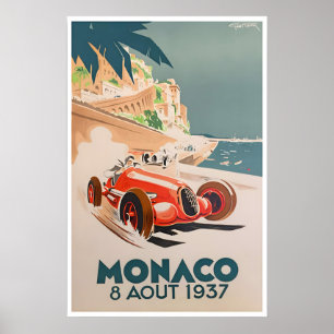 レトロポスター レースカーアート フランスリビエラ 旅行 ポスター