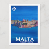 レトロポスターMalta Valetta - City of Knights ポストカード (正面)