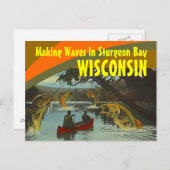 レトロポストカードスタージオンベイウィスコンシン誇張 ポストカード (正面/裏面)