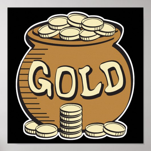 レトロポットの金ゴールド ポスター (正面)