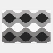 レトロポッド白黒グレー ラッピングペーパーシート (正面3)