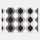 レトロポッド白黒グレー ラッピングペーパーシート (正面)