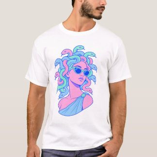 レトロポップなメデューサのイラスト – パステルカラーのサングラス  Tシャツ