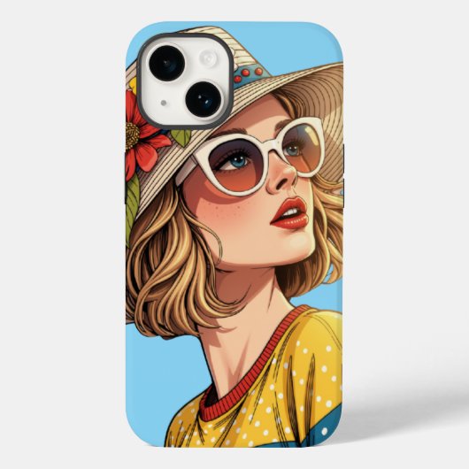 レトロポップアートのサングラスの夏の女性 Case-Mate iPhoneケース (裏面)