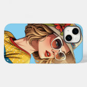 レトロポップアートのサングラスの夏の女性 Case-Mate iPhoneケース (裏面 (横))