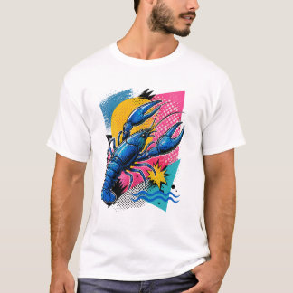 レトロポップアートザリガニTシャツ - トレンディユニセックス Tシャツ