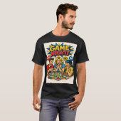 レトロポップアートボードゲームの友達 Tシャツ (正面フル)