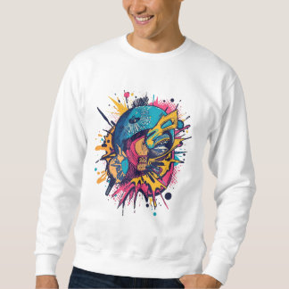 レトロポップアートTシャツ - 大胆な若者デザイン スウェットシャツ