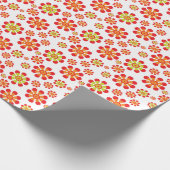 レトロポップ・アートのの花（赤、オレンジ、ライムグリーン） ラッピングペーパー (角)