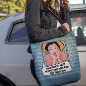 レトロポップ・アートのアおもしろいートフレーズピンクブルー トートバッグ