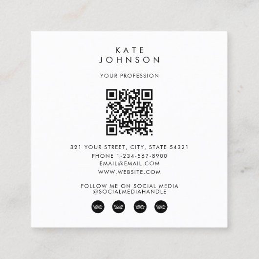 レトロポップ・アートのアモダンート写真グリッドインフルエンサー スクエア名刺 (裏面)