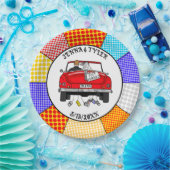 レトロポップ・アートのアートのミスター&ミセス |ジャスト得結婚した ペーパープレート (パーティー)