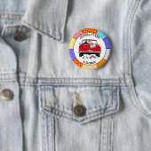 レトロポップ・アートのアートのミスター&ミセス |ジャスト得結婚した 缶バッジ (インサイチュ)