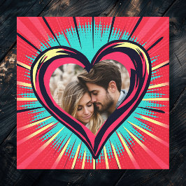 レトロポップ・アートのアートの写真と名前バレンタインデー キャンバスプリント