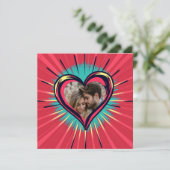 レトロポップ・アートのアートの写真と名前バレンタインデー シーズンカード (スタンド正面)