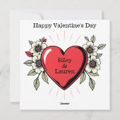 レトロポップ・アートのアートの写真と名前バレンタインデー シーズンカード (裏面)