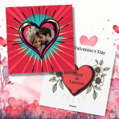 レトロポップ・アートのアートの写真と名前バレンタインデー シーズンカード