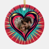 レトロポップ・アートのアートの写真と名前バレンタインデー セラミックオーナメント (正面)