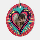 レトロポップ・アートのアートの写真と名前バレンタインデー セラミックオーナメント (左)