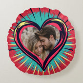 レトロポップ・アートのアートの写真と名前バレンタインデー ラウンドクッション (正面)