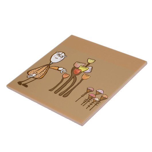 レトロポップ・アートのアートの花を集める タイル (側面)