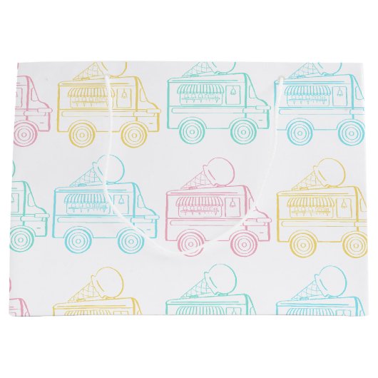 レトロポップ・アートのアートアイスクリームトラック誕生日パーティー ラージペーパーバッグ (正面)