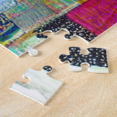 レトロポップ・アートのアートウーマンキルト生地パッチワーク ジグソーパズル (側面)