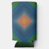 レトロポップ・アートのアートカラーストライプダイヤモンドパターン スリム缶クーラー (裏面)