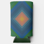 レトロポップ・アートのアートカラーストライプダイヤモンドパターン スリム缶クーラー (正面)