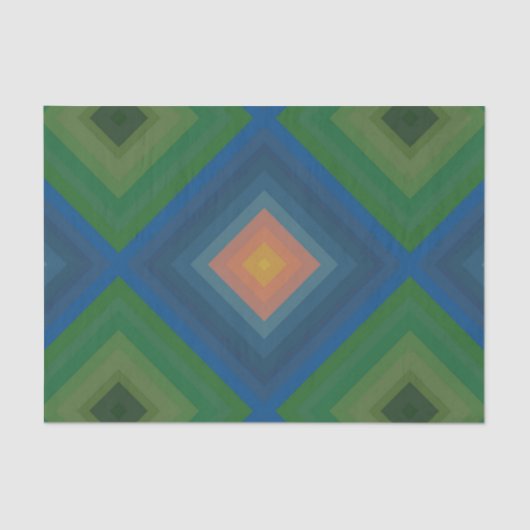 レトロポップ・アートのアートカラーストライプダイヤモンドパターン 薄葉紙 (正面)