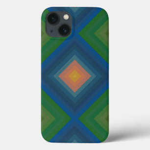 レトロポップ・アートのアートカラーストライプダイヤモンドパターン iPhone 13ケース