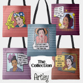 レトロポップ・アートのアートシャイ女の子皮肉フレーズ赤い黄色 トートバッグ