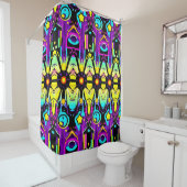 レトロポップ・アートのアートシャワーカー鮮やかテン – & よくはしゃぐ シャワーカーテン (インサイチュ)