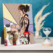 レトロポップ・アートのアートタトゥーレディベーキングインキッチン フォトプラーク (側面)