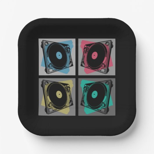 レトロポップ・アートのアートターンテーブル ペーパープレート (正面)