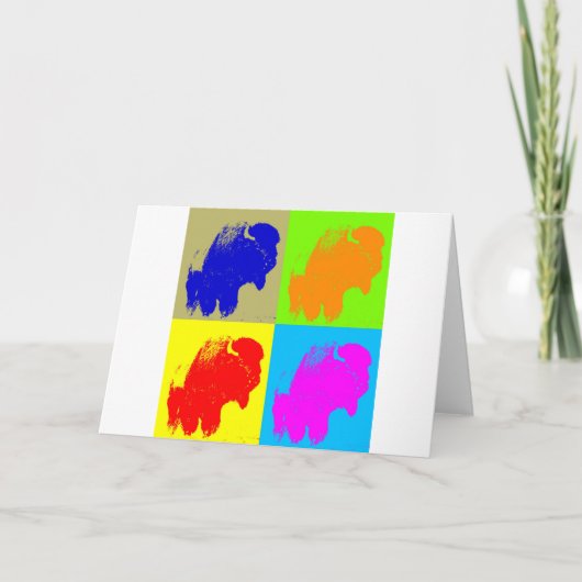 レトロポップ・アートのアートバイソンバッファローアートワーク シーズンカード (正面)