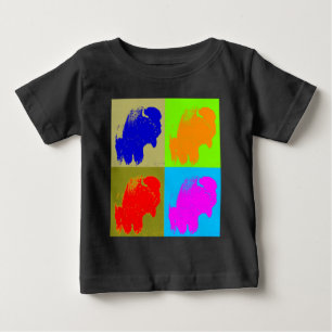 レトロポップ・アートのアートバイソンバッファローアートワーク ベビーTシャツ