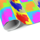 レトロポップ・アートのアートバイソンバッファローアートワーク ラッピングペーパー (ロールコーナー)