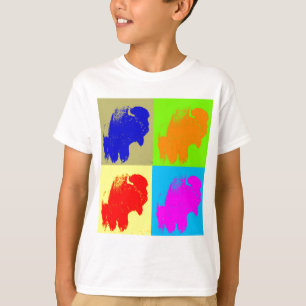レトロポップ・アートのアートバイソンバッファローアートワーク Tシャツ